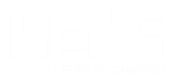 Logo LFDC La Force des Caractères en blanc avec contour - Version pour fond foncé